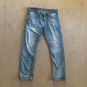 Waist 33 Men’s Rock Revival Light Wash Bootcut Jean